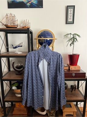 Christian Lacroix Blue Floral Casual Button-Down Shirt